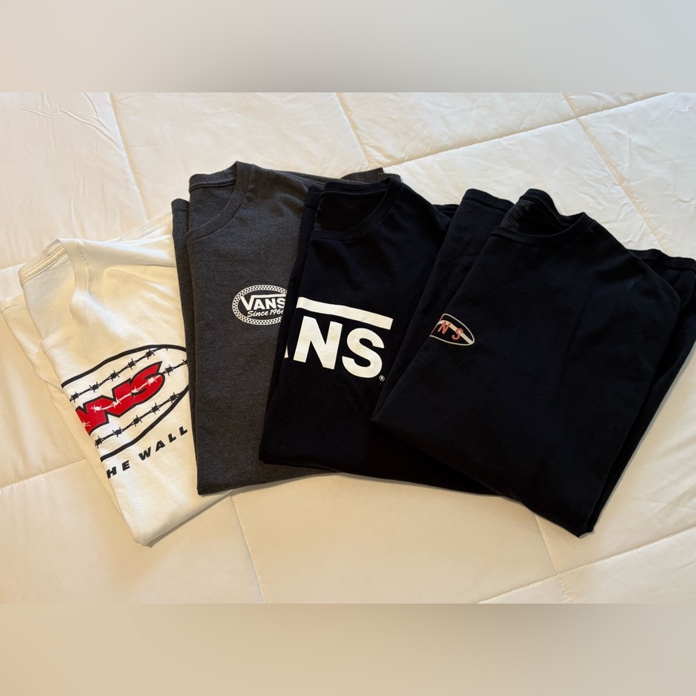 Vans Logo T-Shirt lot of 4  - 2 Black, 1 Charcoal, 1 White mens XXL